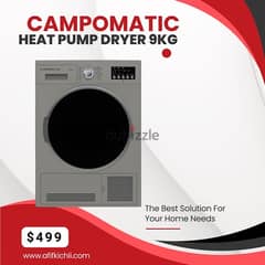 Campomatic Heat Pump Dryer 9kgs كفالة شركة 0