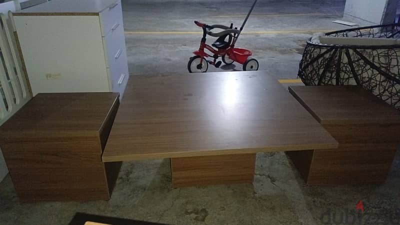 3 wood tables in good condition 1