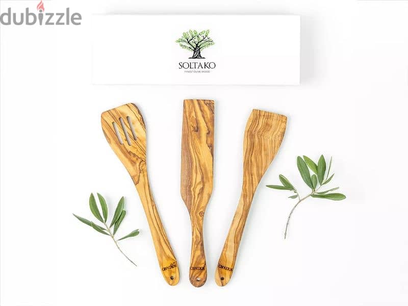 soltako olive wood spatula set 3