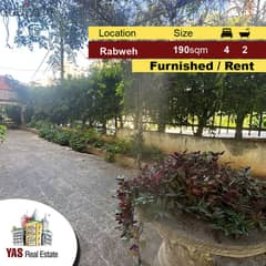 Rabweh 190m2 | 110m2 Garden | Furnished | Calm Area |Rent | MJ | 0