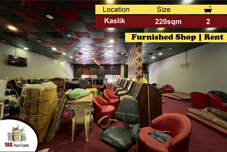 Kaslik 220m2 |Furnished Shop | Panoramic View | Perfect Investment |EH 0