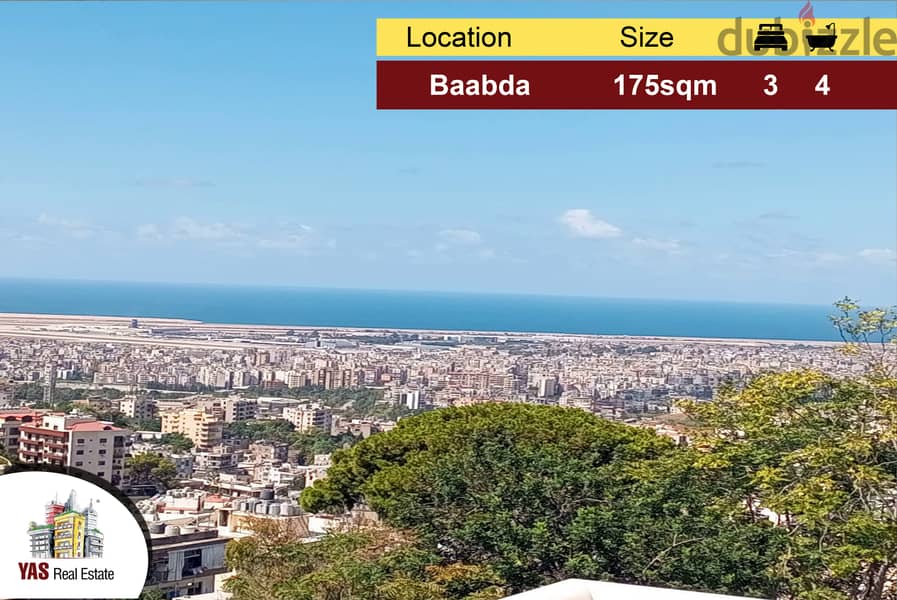 Baabda 175m2 | Quiet Street | Prime Location | Well Maintained | PA | 0