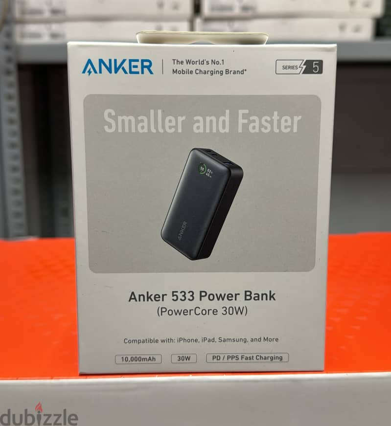 Anker 533 power bank black (power core 30w) 10000mah amazing & new of 0