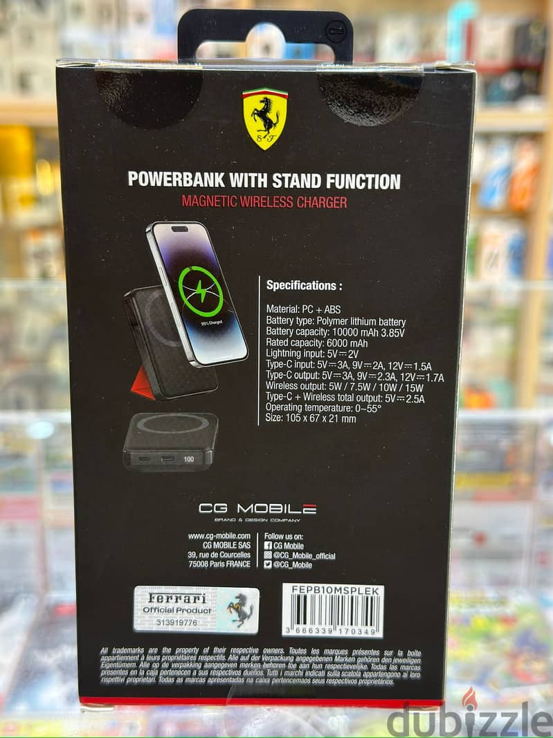 Ferrari powerbank 10000mah 20w pd with stand function magnetic wireles 1