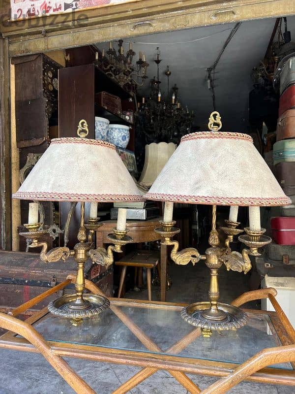 frensh lamp bronze (pair)  لمبادير عدد٢ برونز فرنسي من اجمل القطع 0