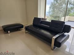 leather sofa black with stainless 0