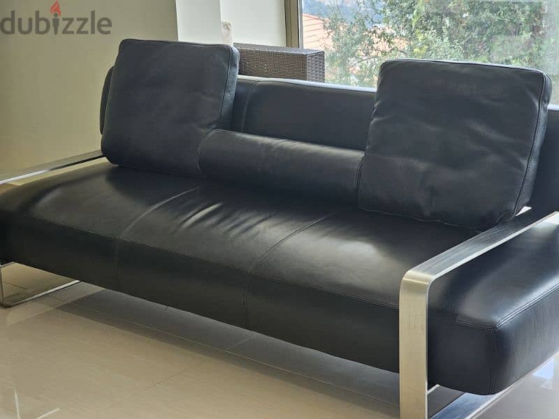 leather sofa black with stainless 2