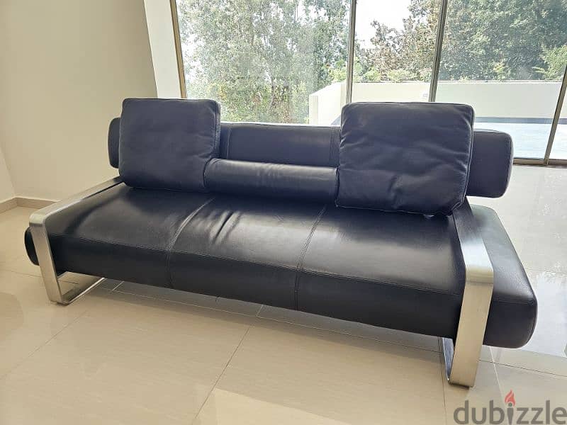 leather sofa black with stainless 3