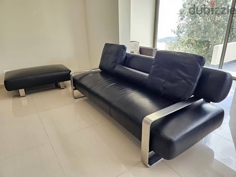 leather sofa black with stainless 4