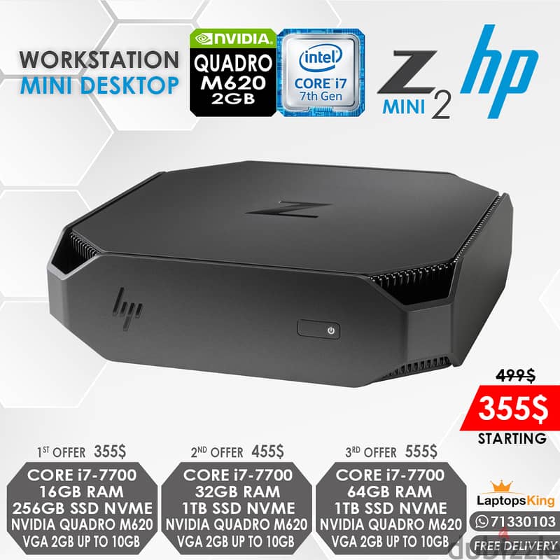 HP Z2 MINI i7-7700 NVIDIA QUADRO M620 2GB WORKSTATION MINI DESKTOP 0