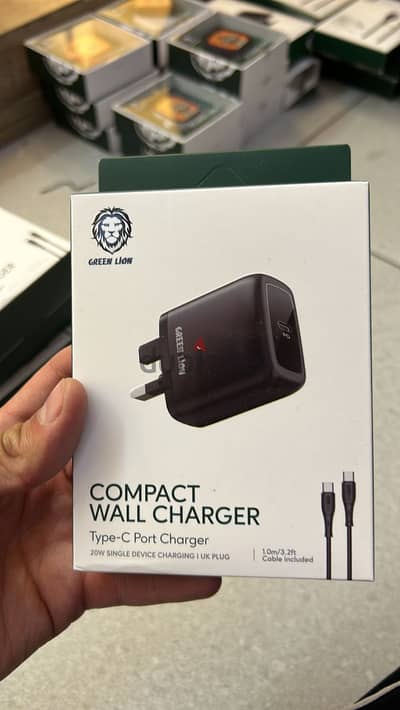 Green lion compact wall charger type-c port charger 20w cable type-c