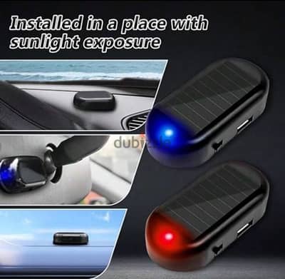 1pc Solar Powered Car Security System Simulated Flashing Light Alarm