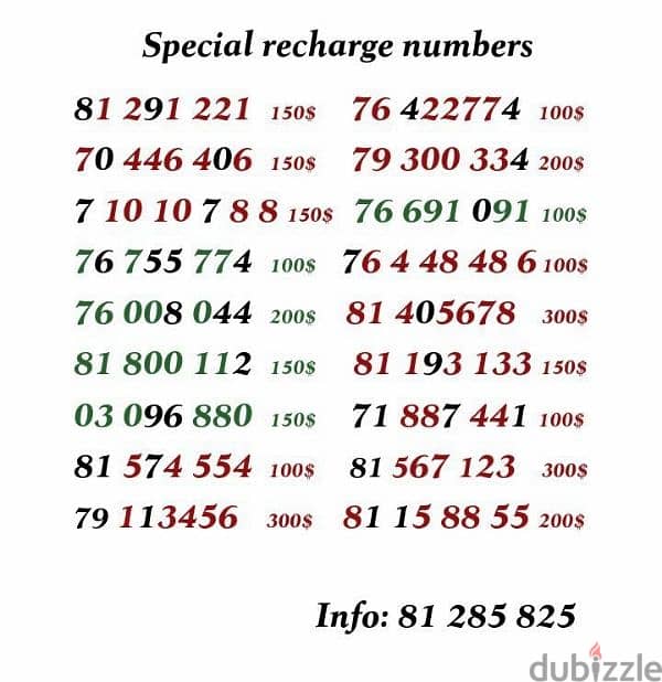 alfa and touch special recharge numbers 0