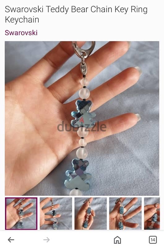 swaroveski teddy bear chain key ring keychain for sale 0