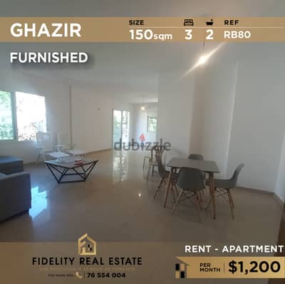 Apartment for rent in Ghazir furnished RB80 شقة مفروشة  في غزير