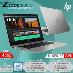 Hp Zbook Studio Mobile Workstation Core i7-9850h 15.6” Laptops