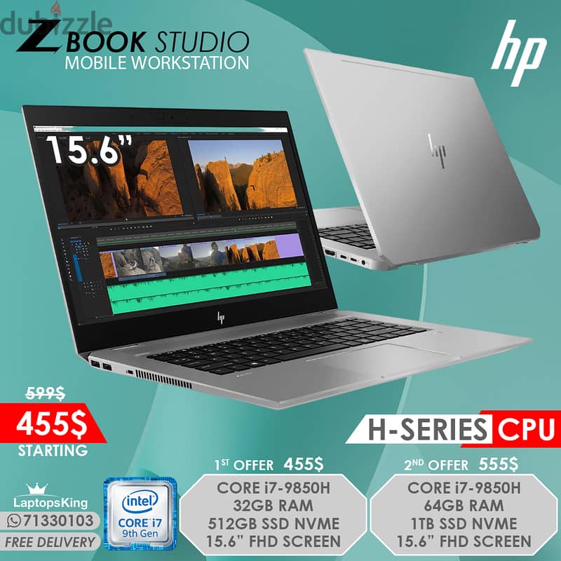 Hp Zbook Studio Mobile Workstation Core i7-9850h 15.6” Laptops 0