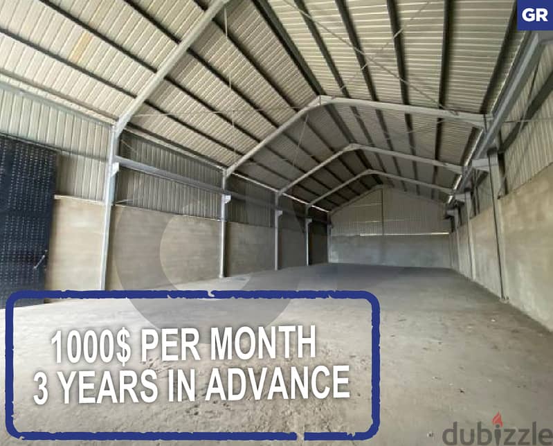 warehouse in a industrial area for rent-jbeil /جبيل  REF#GR113208 0