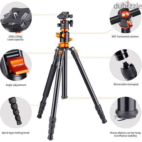 K&F Concept SA254T2 Lightweight Aluminum Compact Tripod 3