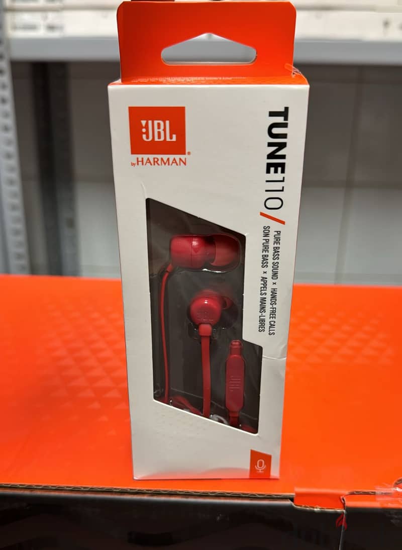 Jbl tune 110 earphones 3.5mm red 0