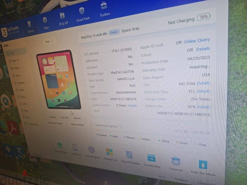 Used ipad pro 11 256 wifi m1 256 gb 
battery 95% 1