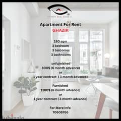 apartment for rent on ghazir / شقة للايجار غزير 0