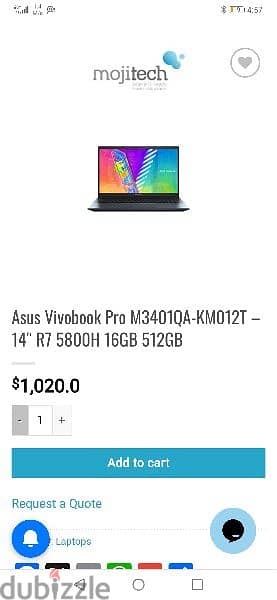 لابتوب vivobook 14 pro asus شبه جديد 2