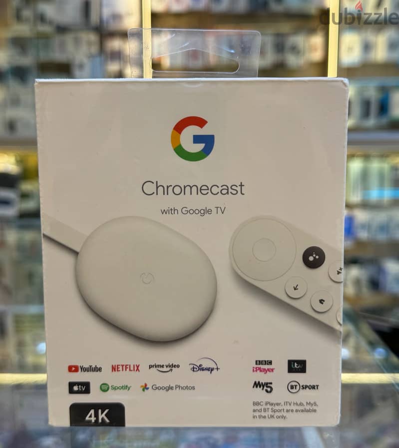 Google chromecast with google tv 4k white amazing & good price 0