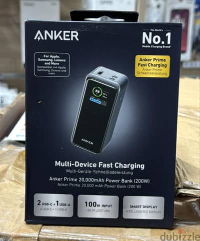 Anker  prime 20,000mah (200w) 100w input with smart display amazing &