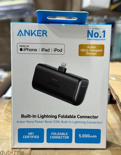 Anker Nano power bank 5,000mah (12w , built-in Lightning connector) ex