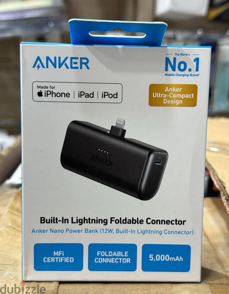 Anker Nano power bank 5,000mah (12w , built-in Lightning connector) ex 0