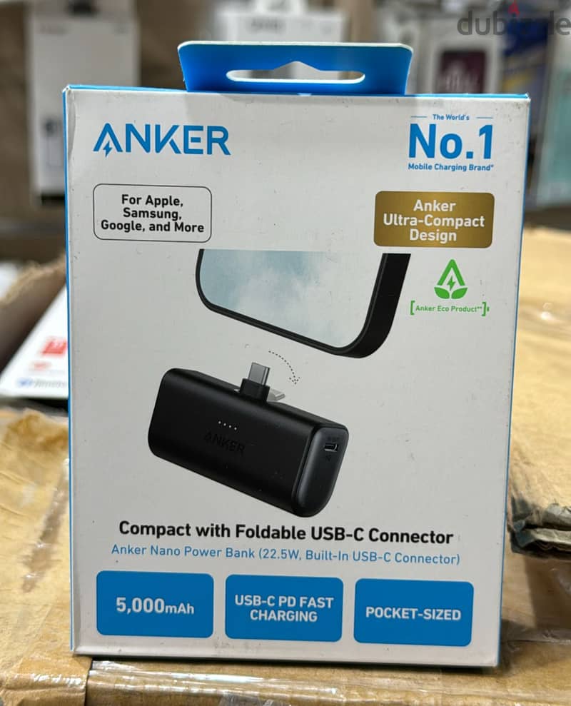 Anker Nano Power Bank 5,000mah (22.5w , built in usb-c connector) grea 0