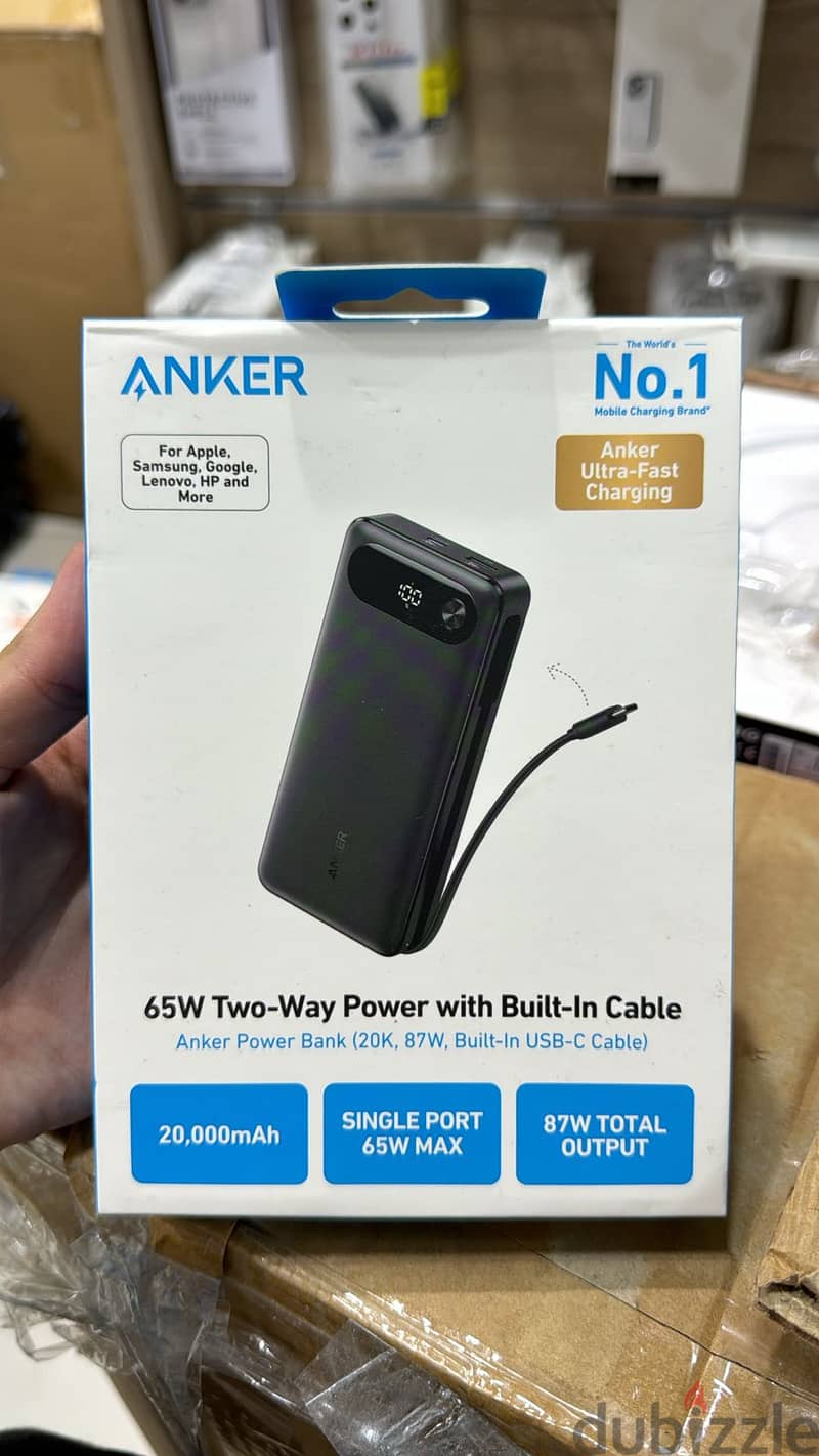 Anker Power Bank(20k,87w,built-in usb-c cable) great & last price 0