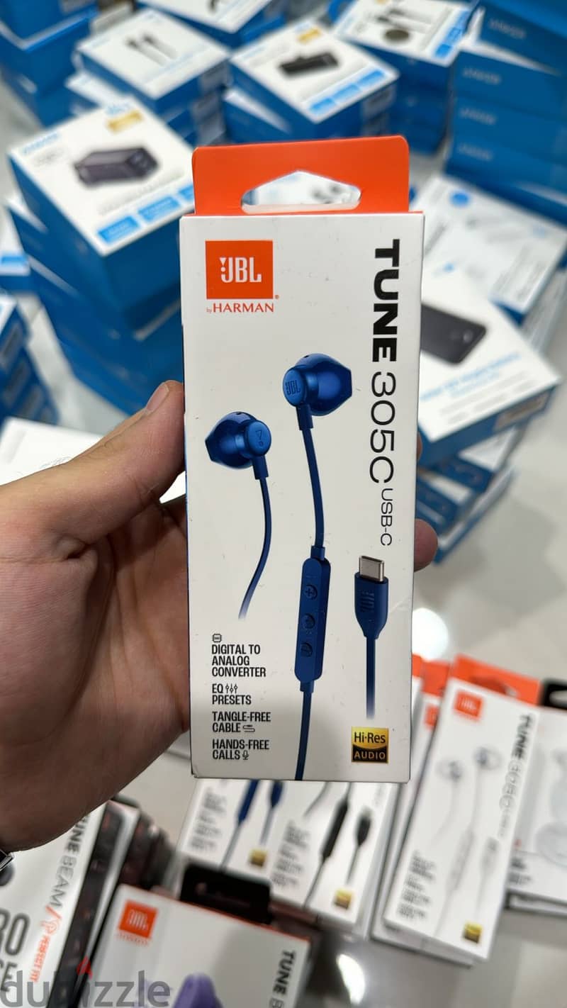 Jbl tune 305 usb-c wired earphones blue exclusive & best price 0