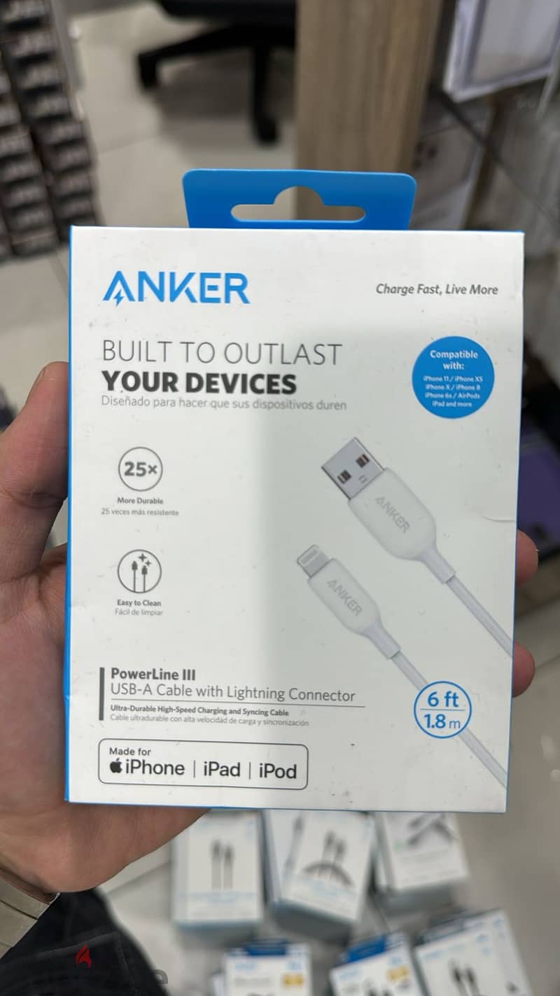 Anker powerline III usb-a to lighting cable 6ft great & best price 0