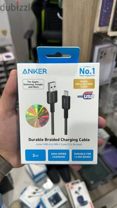 Anker usb-a to usb-c 3ft braided cable 0