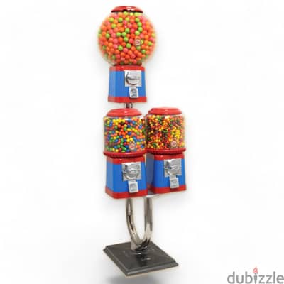 TRIPLE BARREL HEAD VENDING MACHINE FOR GUMBALL & CANDY