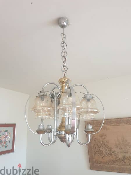 vintage 1970 chrome chandelier in excellent condition 1