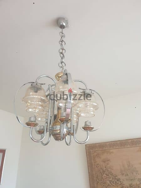 vintage 1970 chrome chandelier in excellent condition 2