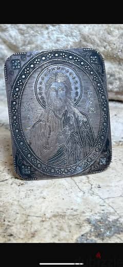 Russian 19th Century Silver 925 Icon of Christ Pantocrator 200+years 0