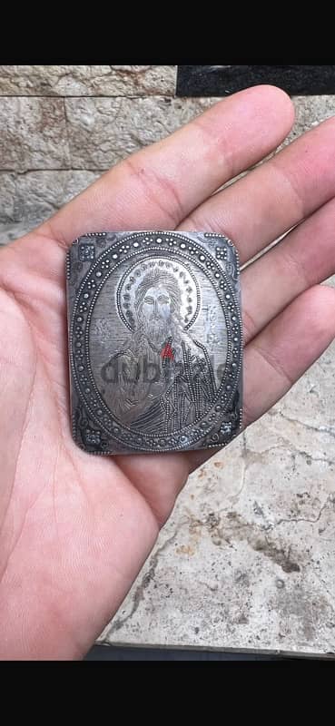 Russian 19th Century Silver 925 Icon of Christ Pantocrator 200+years 3