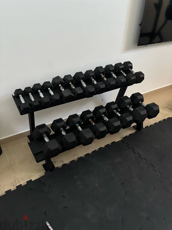 hexagonal dumbells with stand 150 cm 2 floors 2