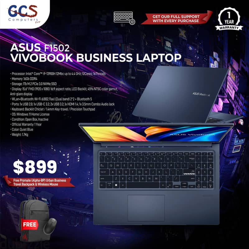 Asus (F1502VA-SB96) Vivobook Business Laptop 0