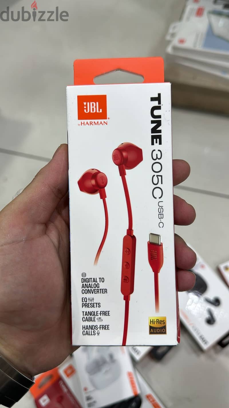 Jbl tune 305 usb-c wired earphones red great & best price 0