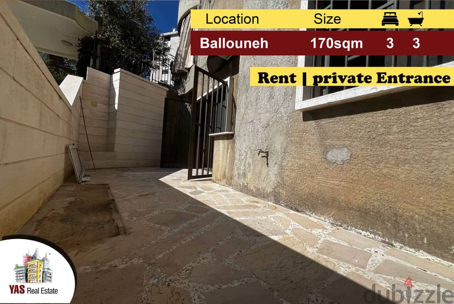 Ballouneh 170m2 | 15m2 Terrace | Rent | Private Entrance | New | KS | 0