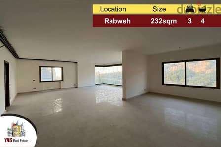 Rabweh 232m2 | 100m2 Terrace | Prime Location | New | PA |