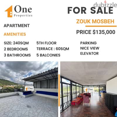 APARTMENT FOR SALE IN ZOUK MOSBEH