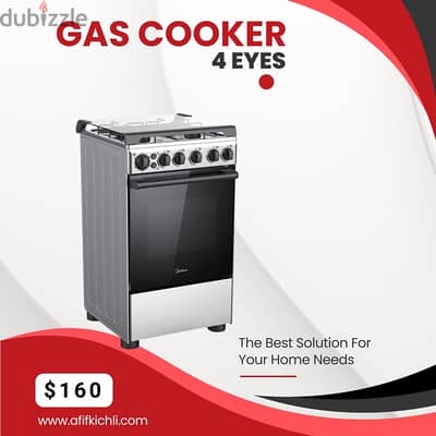 Gas Cooker 4/5 Eyes Silver-Black-White فرن غاز كفالة شركة