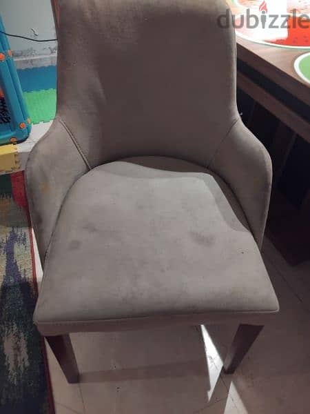 for sale 7 dining chairs grey and greige 0