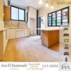 Ain El Remmeneh | Fully Renovated & Decorated 110m² + 15m² Terrace 0